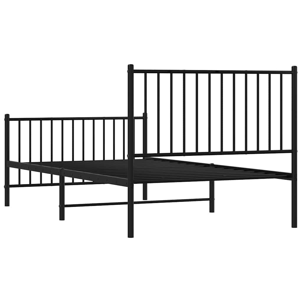 Cadre de lit métal sans matelas avec pied de lit noir 100x190cm - XIOS
