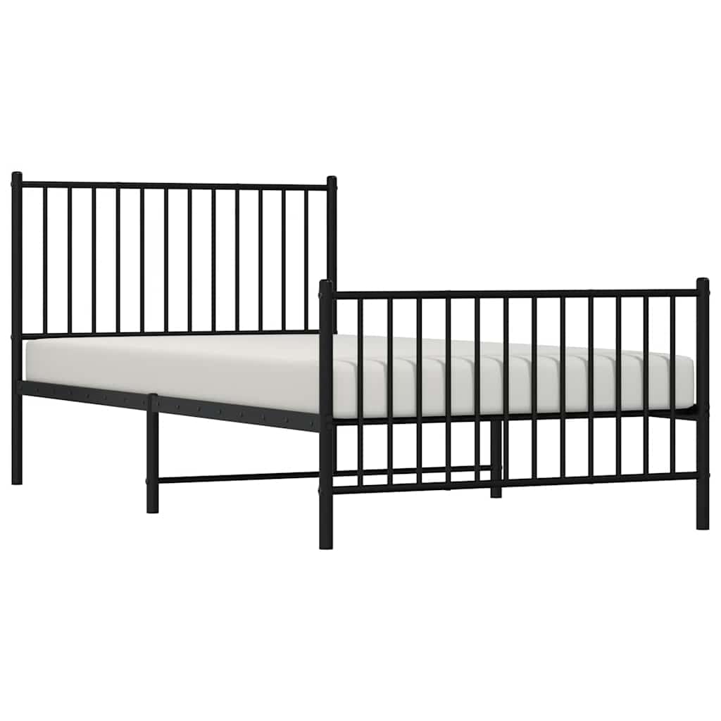 Cadre de lit métal sans matelas et pied de lit noir 100x200 cm - XIOS