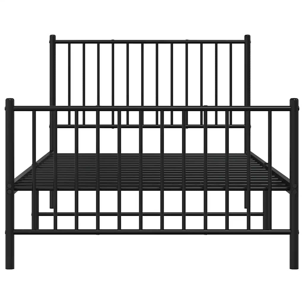 Cadre de lit métal sans matelas et pied de lit noir 100x200 cm - XIOS