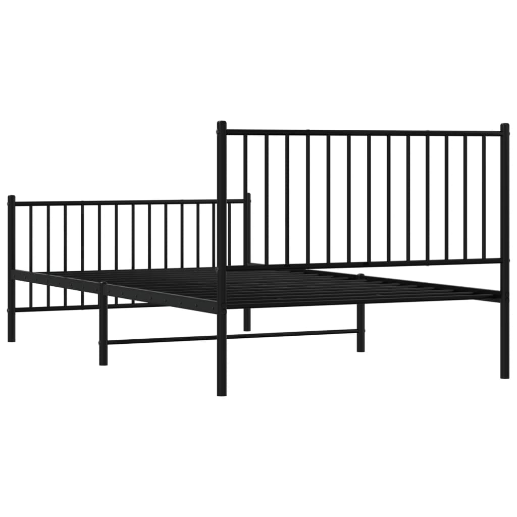 Cadre de lit métal sans matelas avec pied de lit noir 107x203cm - XIOS