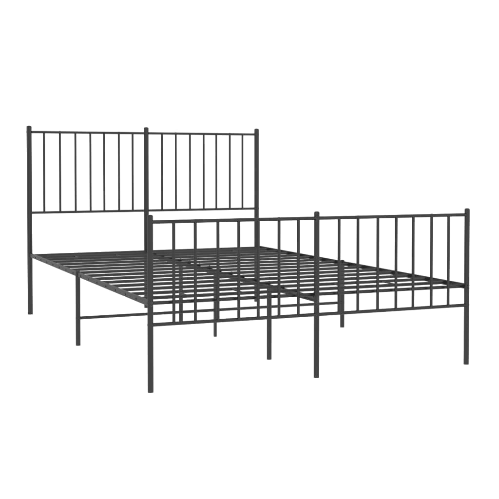 Cadre de lit métal sans matelas avec pied de lit noir 120x190cm - XIOS