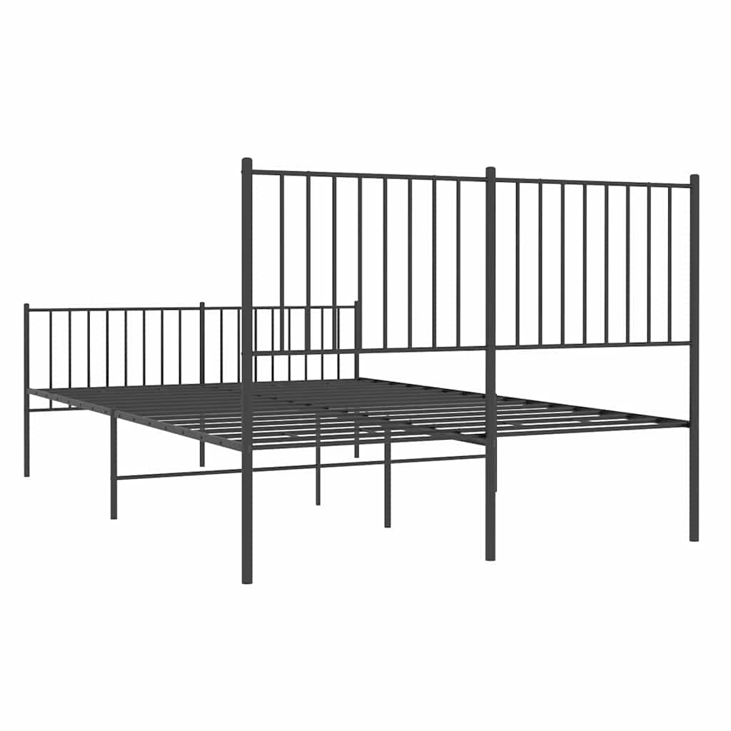 Cadre de lit métal sans matelas avec pied de lit noir 135x190cm - XIOS
