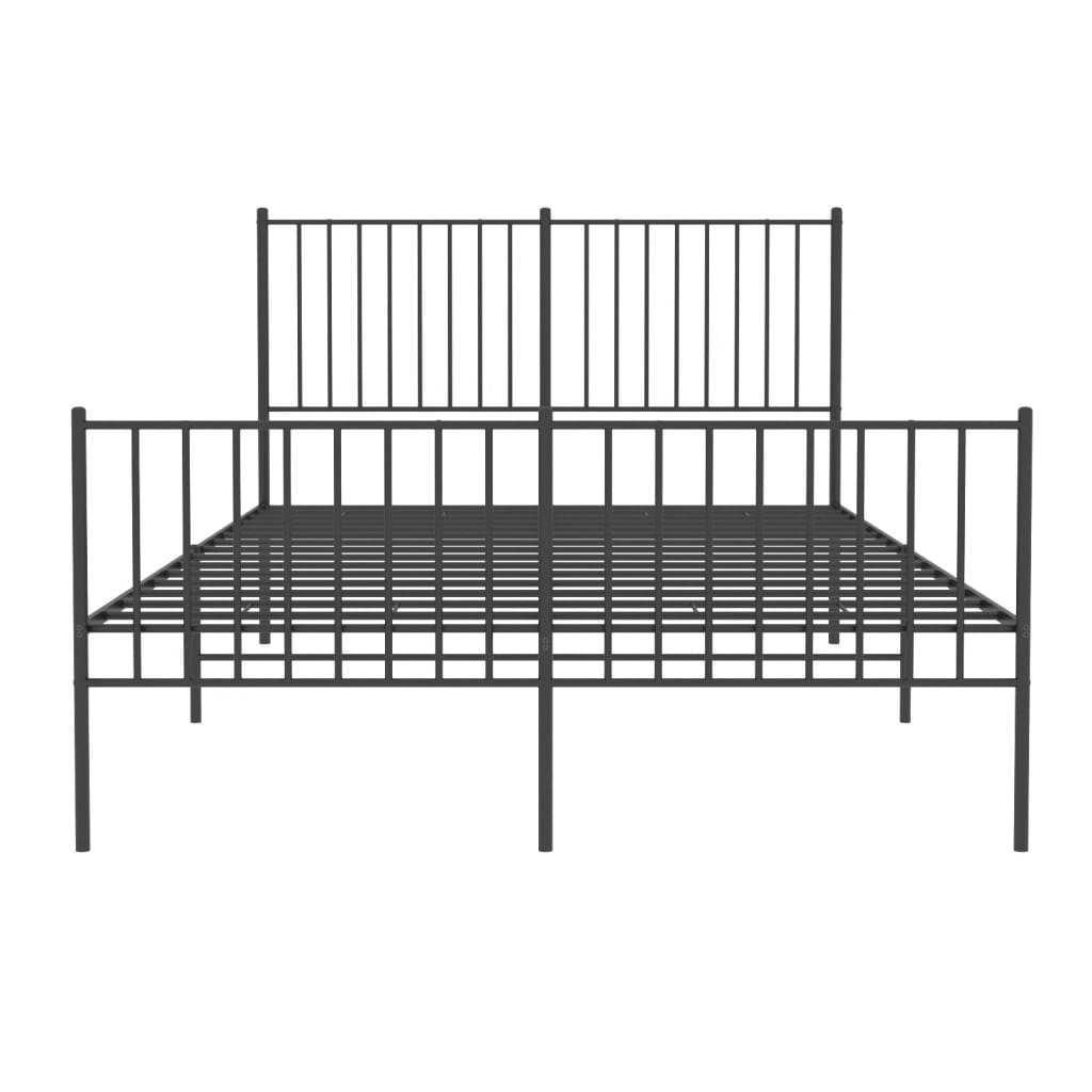 Cadre de lit métal sans matelas avec pied de lit noir 140x190cm - XIOS
