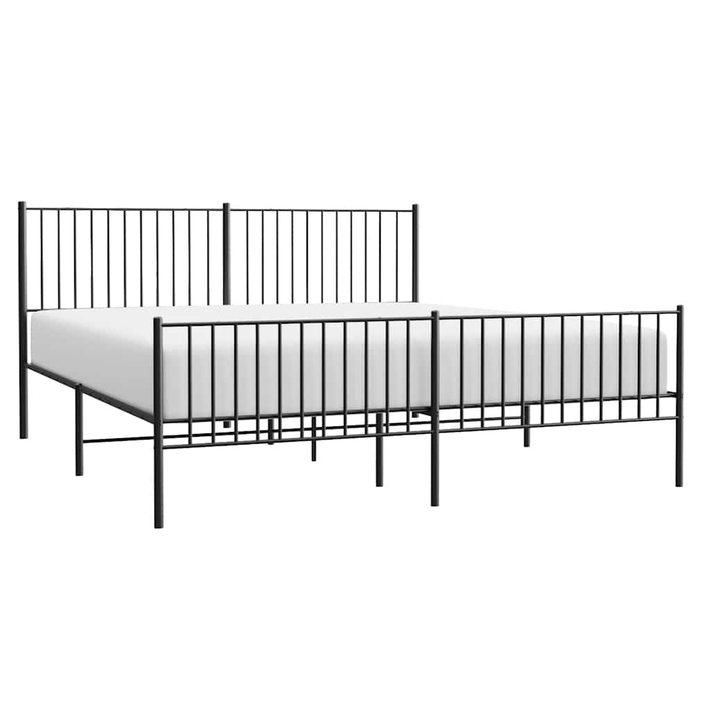 Cadre de lit métal sans matelas avec pied de lit noir 183x213cm - XIOS