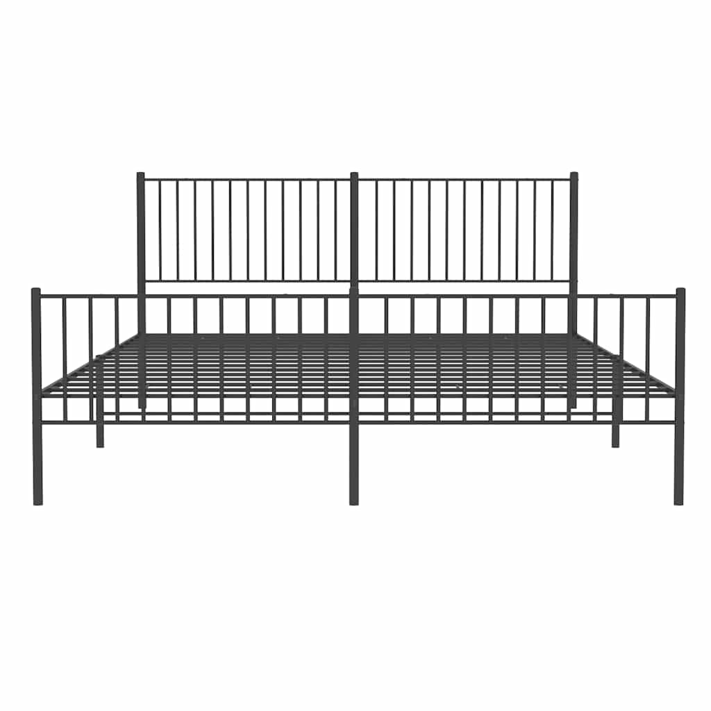 Cadre de lit métal sans matelas avec pied de lit noir 183x213cm - XIOS