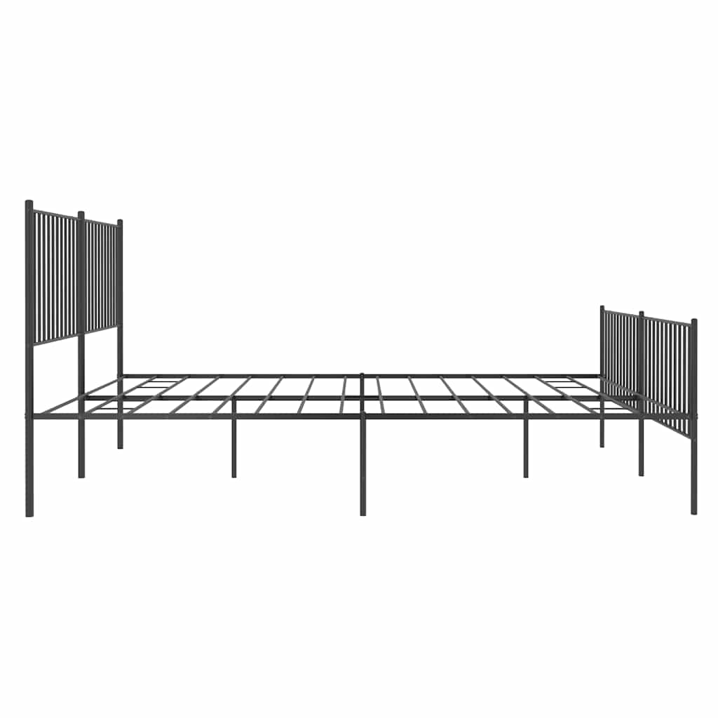 Cadre de lit métal sans matelas avec pied de lit noir 183x213cm - XIOS