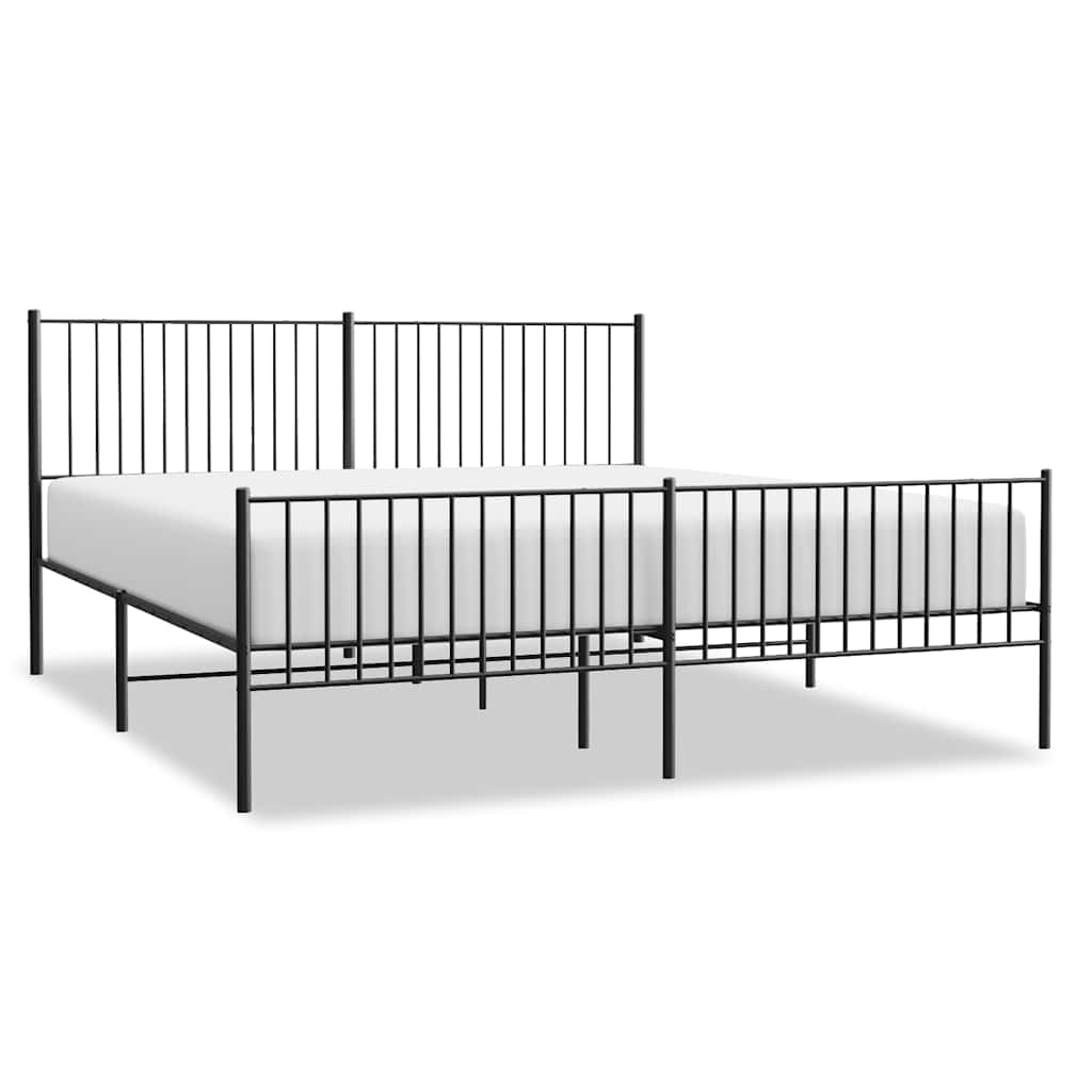 Cadre de lit métal sans matelas avec pied de lit noir 193x203cm - XIOS