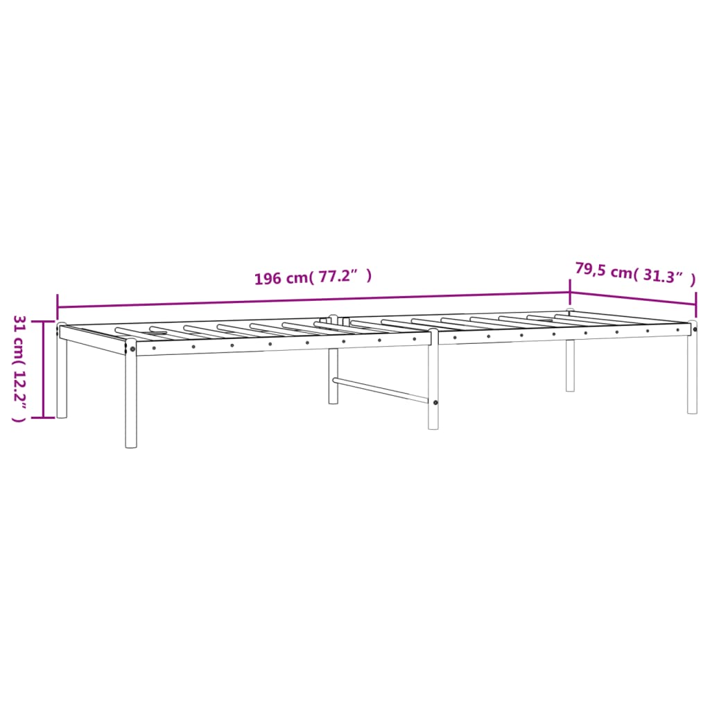 Cadre de lit métal sans matelas blanc 75x190 cm - XIOS