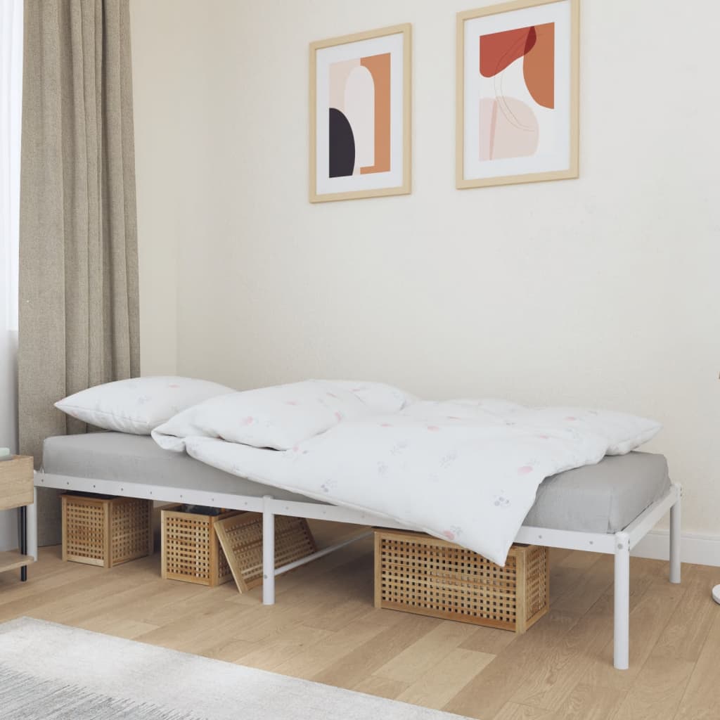 Cadre de lit métal sans matelas blanc 75x190 cm - XIOS