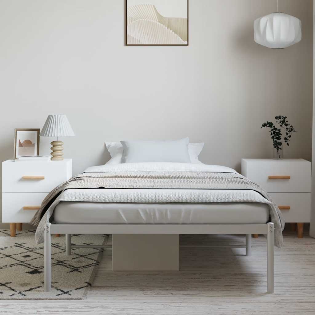 Cadre de lit métal sans matelas blanc 100x190 cm - XIOS