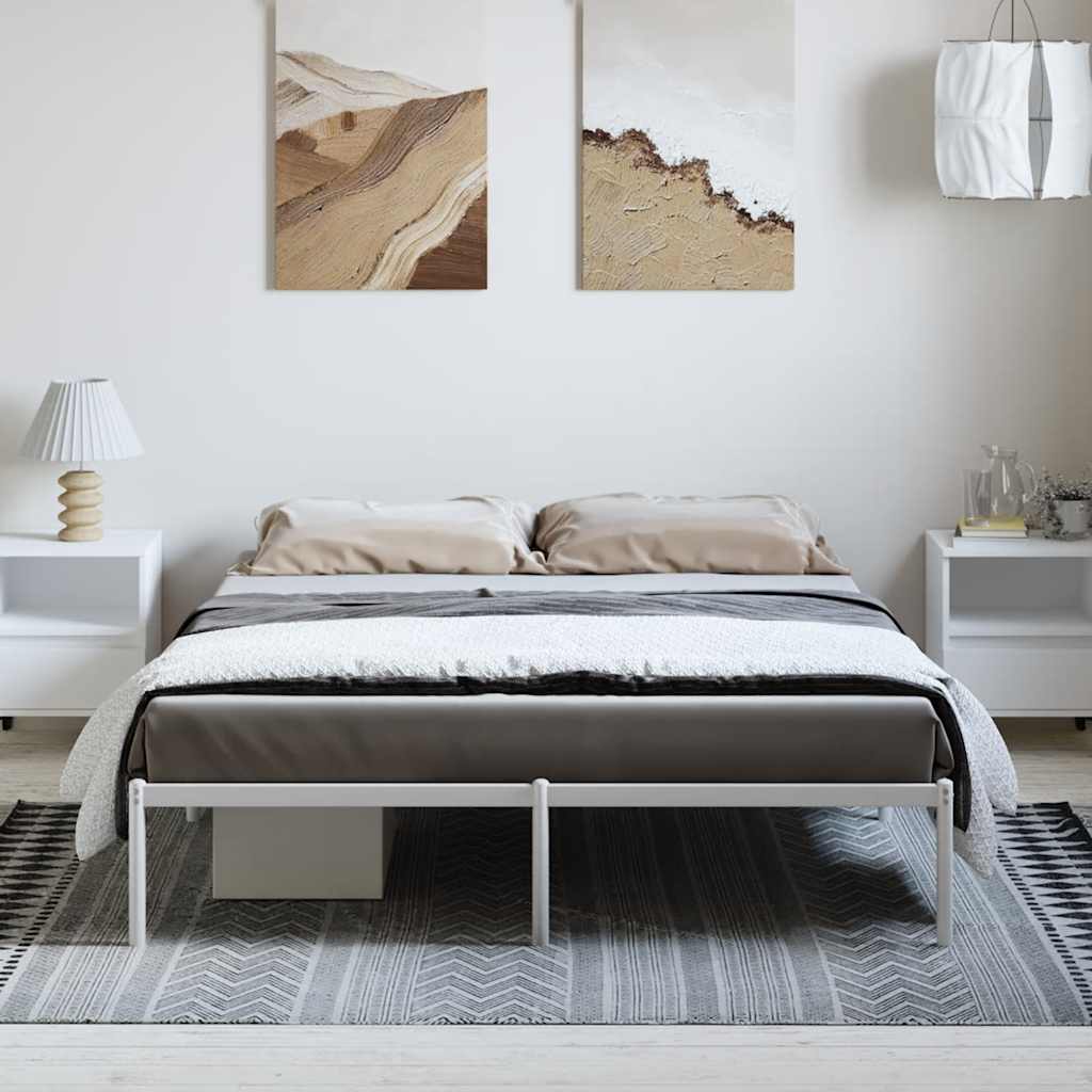 Cadre de lit métal sans matelas blanc 150x200 cm - XIOS