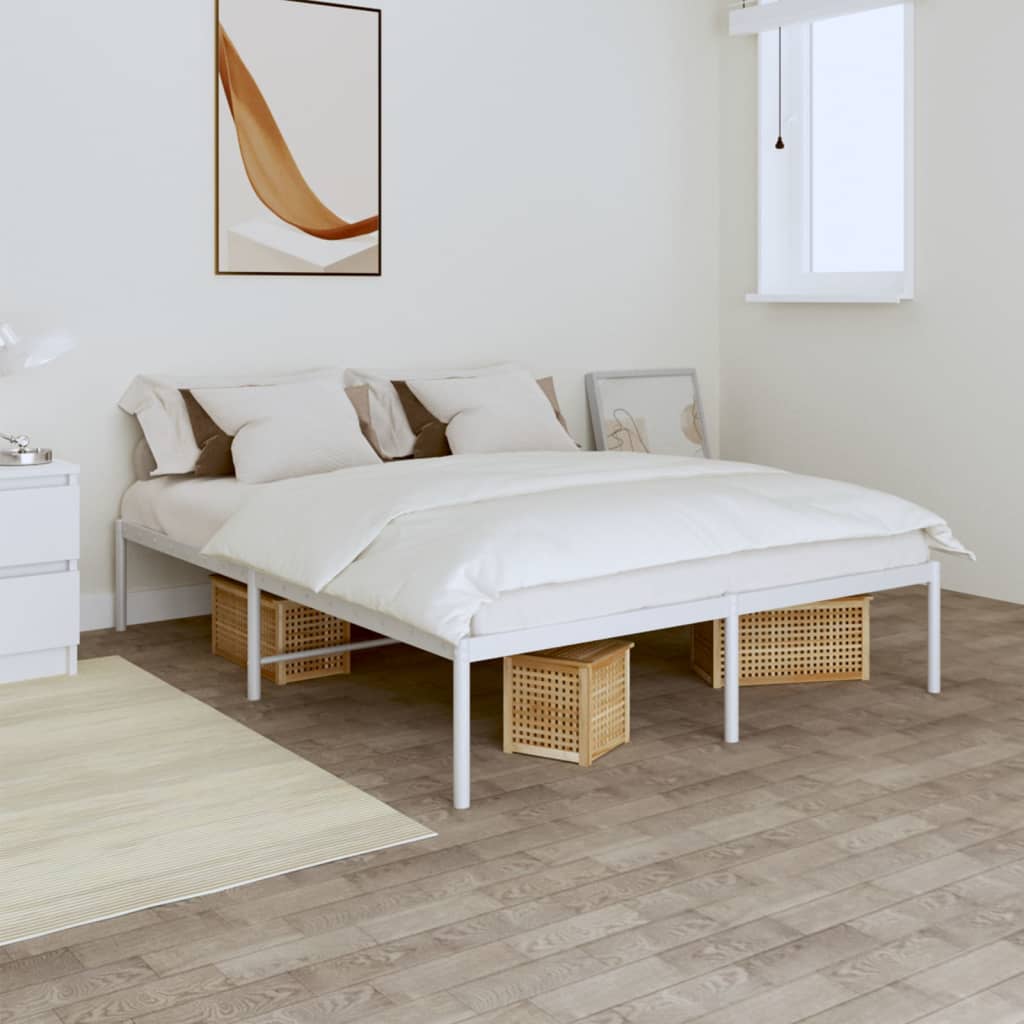 Cadre de lit métal sans matelas blanc 160x200 cm - XIOS