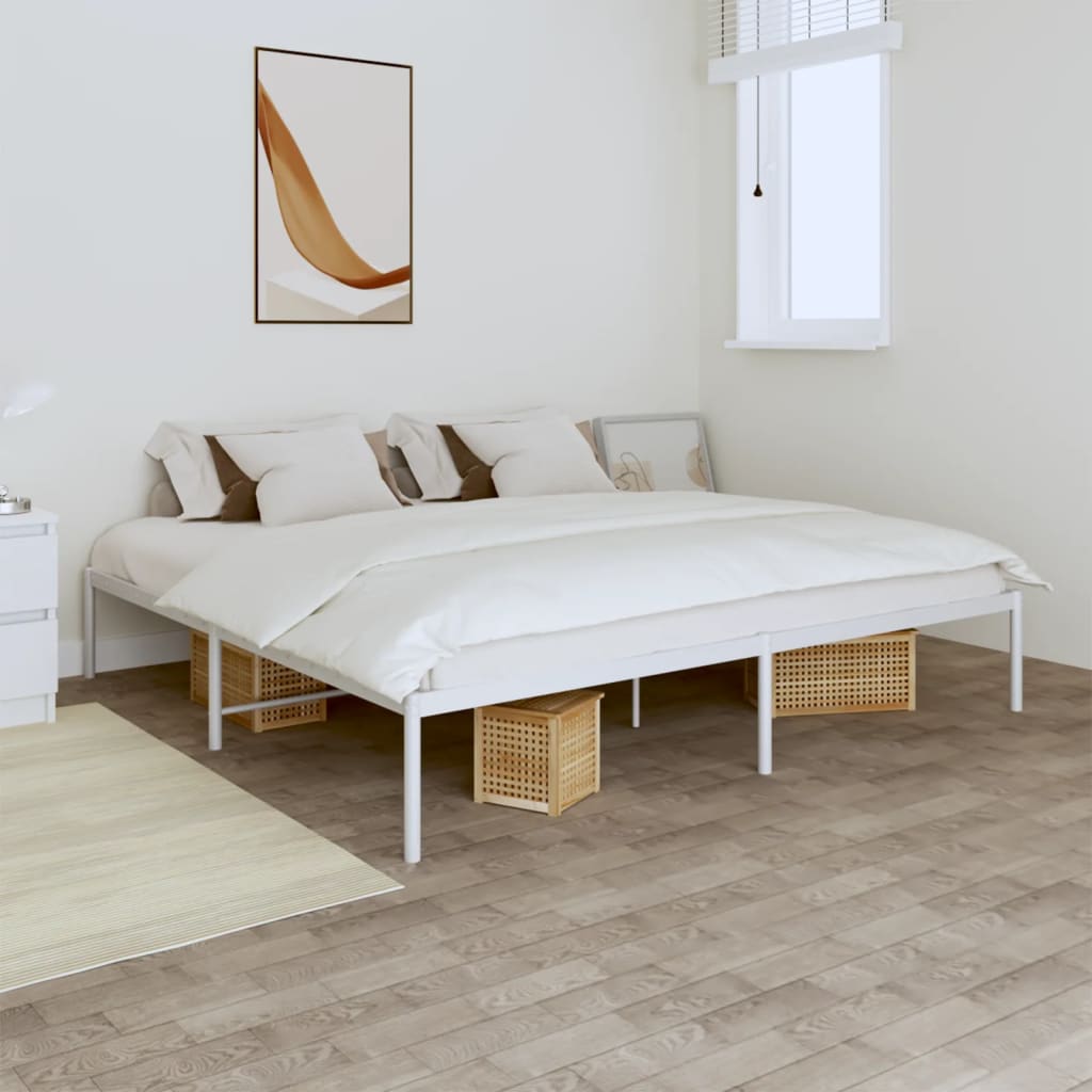 Cadre de lit métal sans matelas blanc 180x200 cm - XIOS
