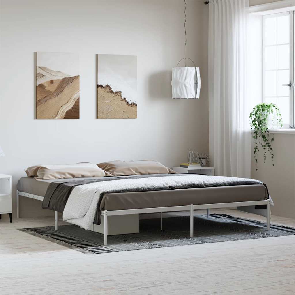 Cadre de lit métal sans matelas blanc 183x213 cm - XIOS