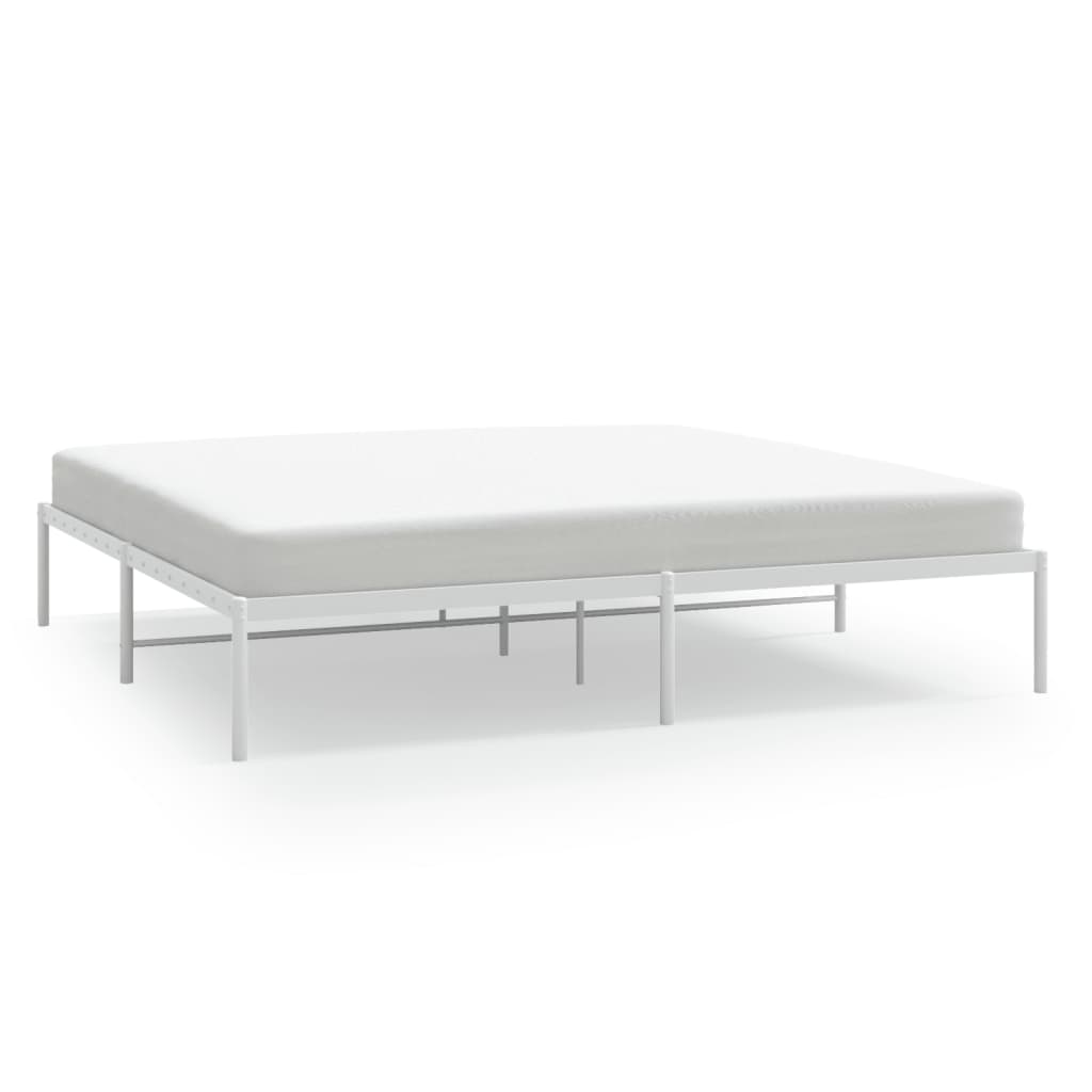 Cadre de lit métal sans matelas blanc 193x203 cm - XIOS