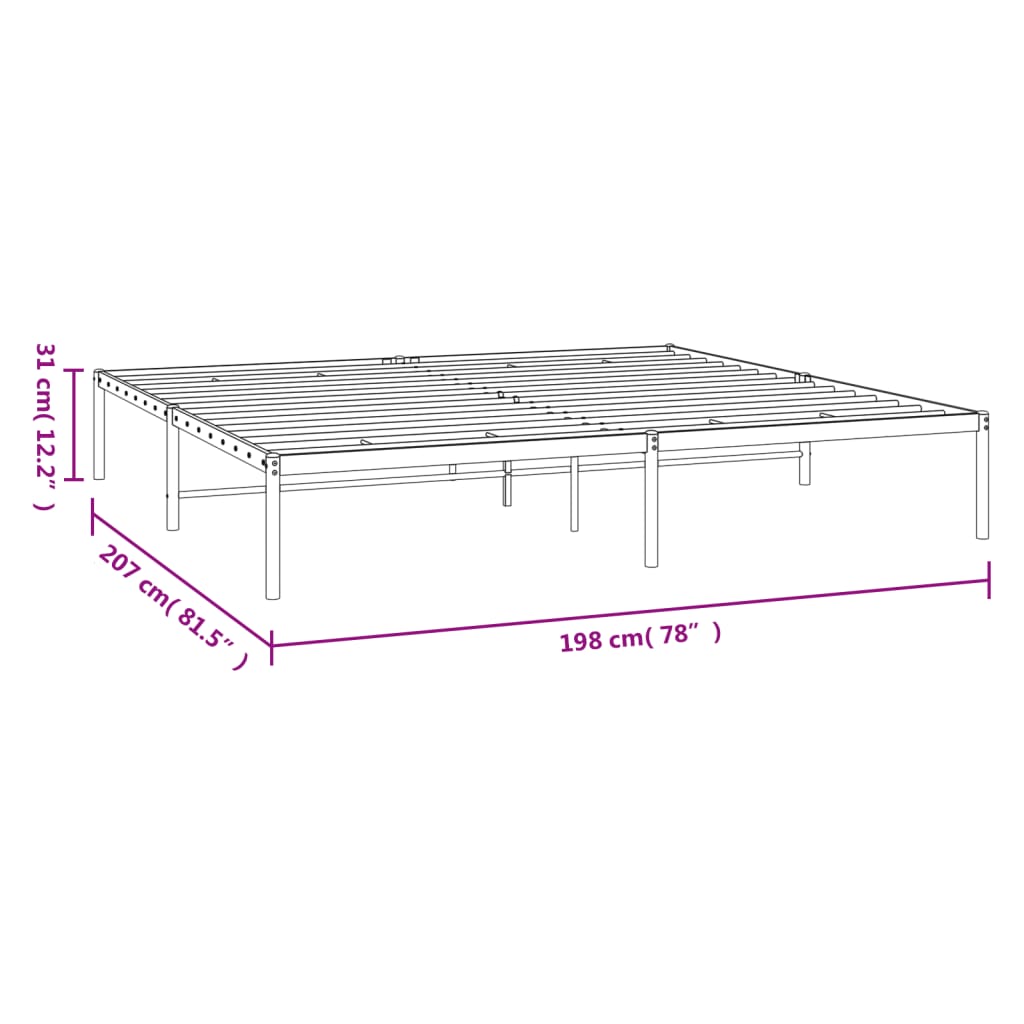 Cadre de lit métal sans matelas blanc 193x203 cm - XIOS