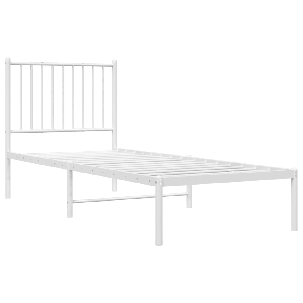 Cadre de lit métal sans matelas avec tête de lit blanc 75x190cm - XIOS