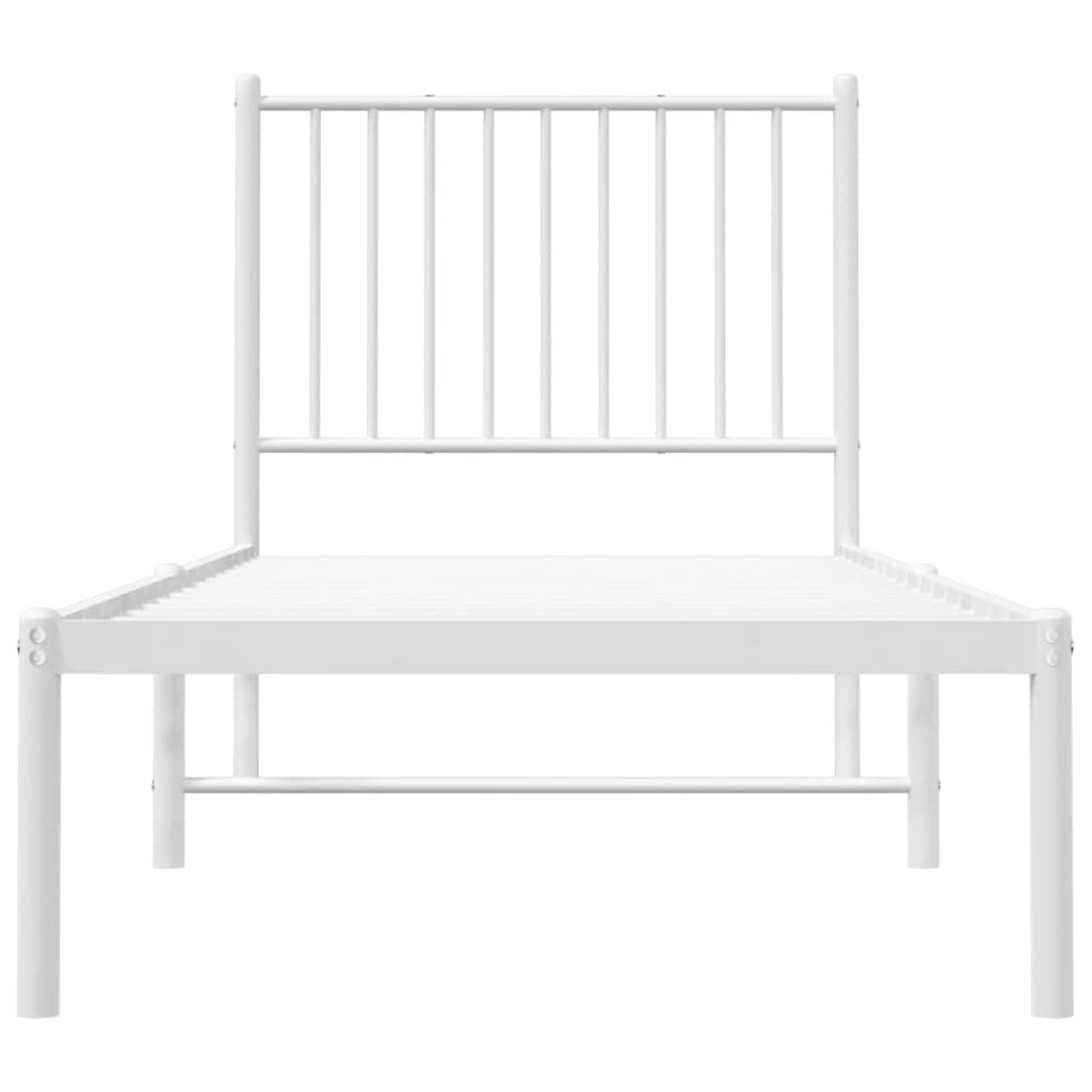 Cadre de lit métal sans matelas avec tête de lit blanc 75x190cm - XIOS