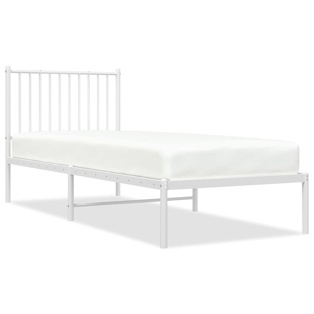 Cadre de lit métal sans matelas avec tête de lit blanc 80x200cm - XIOS