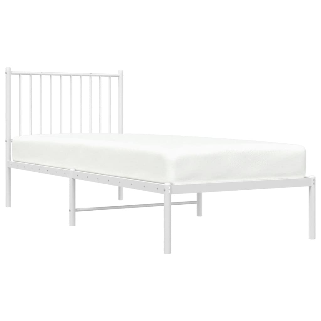 Cadre de lit métal sans matelas avec tête de lit blanc 80x200cm - XIOS
