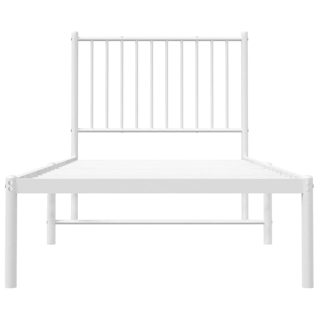 Cadre de lit métal sans matelas avec tête de lit blanc 80x200cm - XIOS