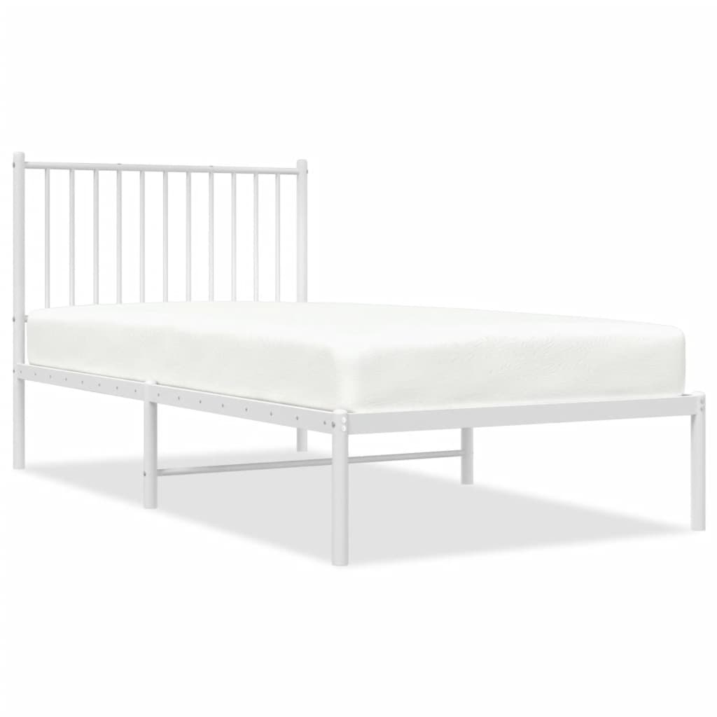 Cadre de lit métal sans matelas avec tête de lit blanc 90x190cm - XIOS