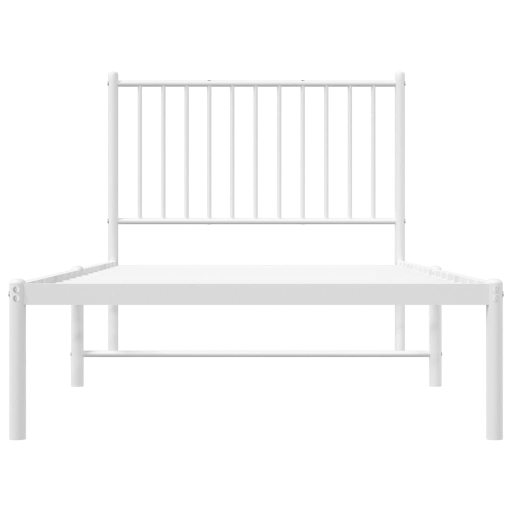 Cadre de lit métal sans matelas avec tête de lit blanc 90x190cm - XIOS