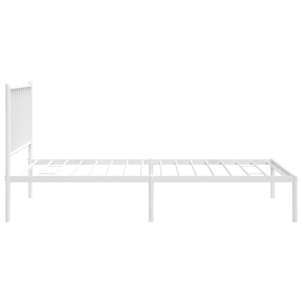 Cadre de lit métal sans matelas avec tête de lit blanc 90x190cm - XIOS