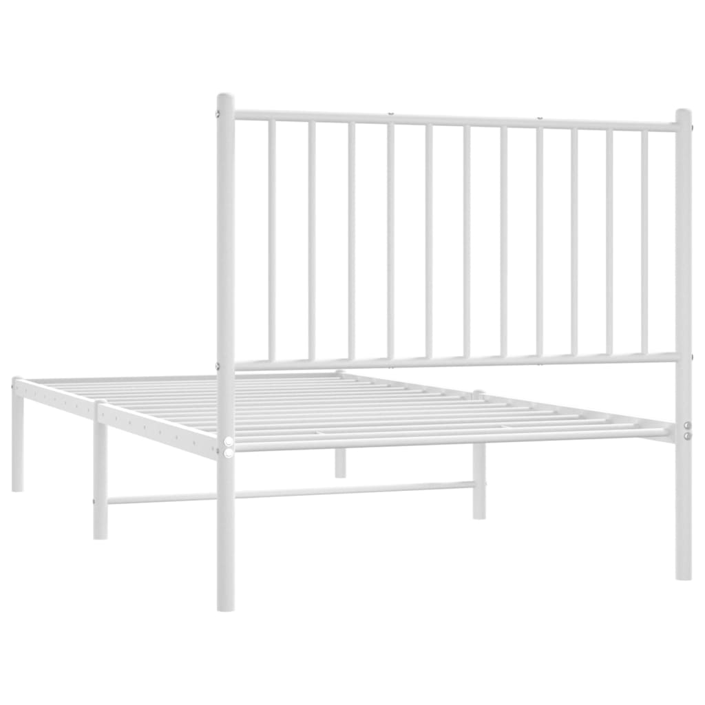 Cadre de lit métal sans matelas avec tête de lit blanc 90x190cm - XIOS