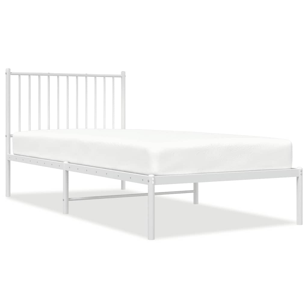 Cadre de lit métal sans matelas avec tête de lit blanc 90x200cm - XIOS