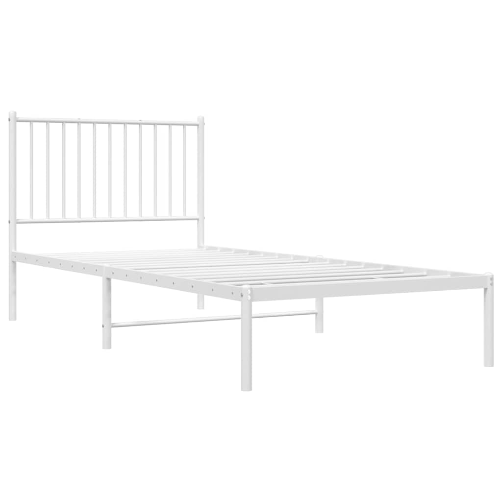 Cadre de lit métal sans matelas avec tête de lit blanc 90x200cm - XIOS