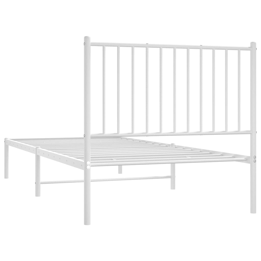 Cadre de lit métal sans matelas avec tête de lit blanc 90x200cm - XIOS