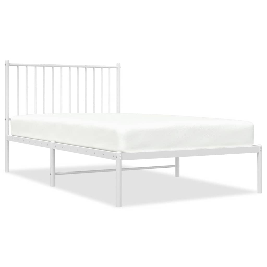 Cadre de lit métal sans matelas et tête de lit blanc 100x190 cm - XIOS