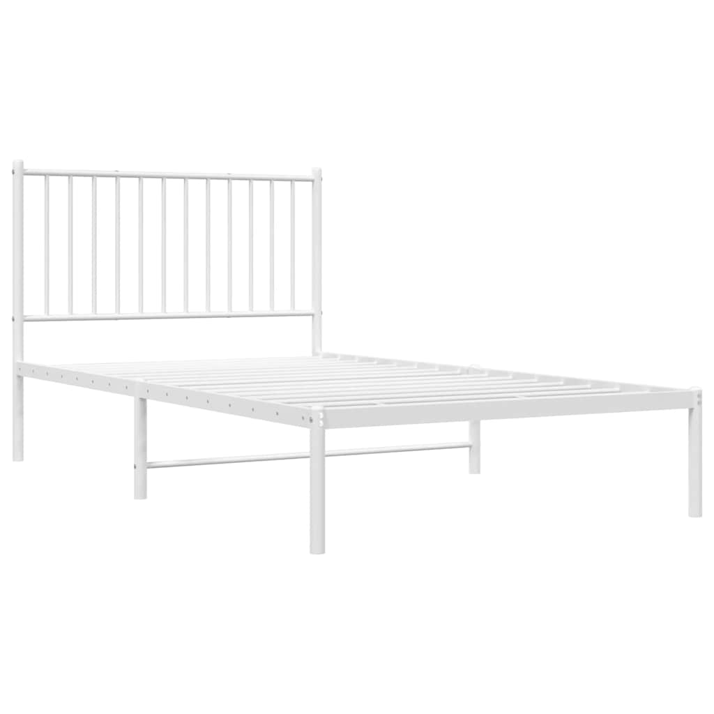 Cadre de lit métal sans matelas et tête de lit blanc 100x190 cm - XIOS