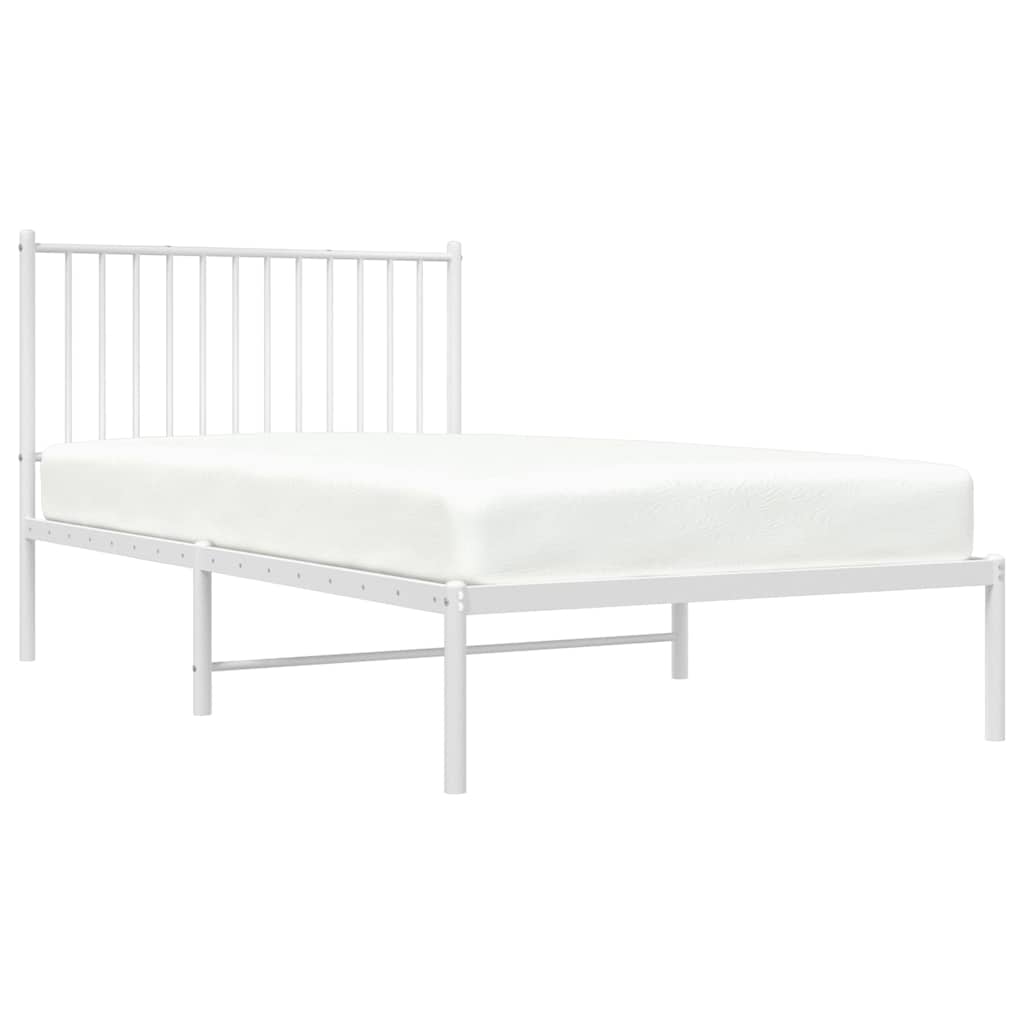 Cadre de lit métal sans matelas et tête de lit blanc 100x190 cm - XIOS