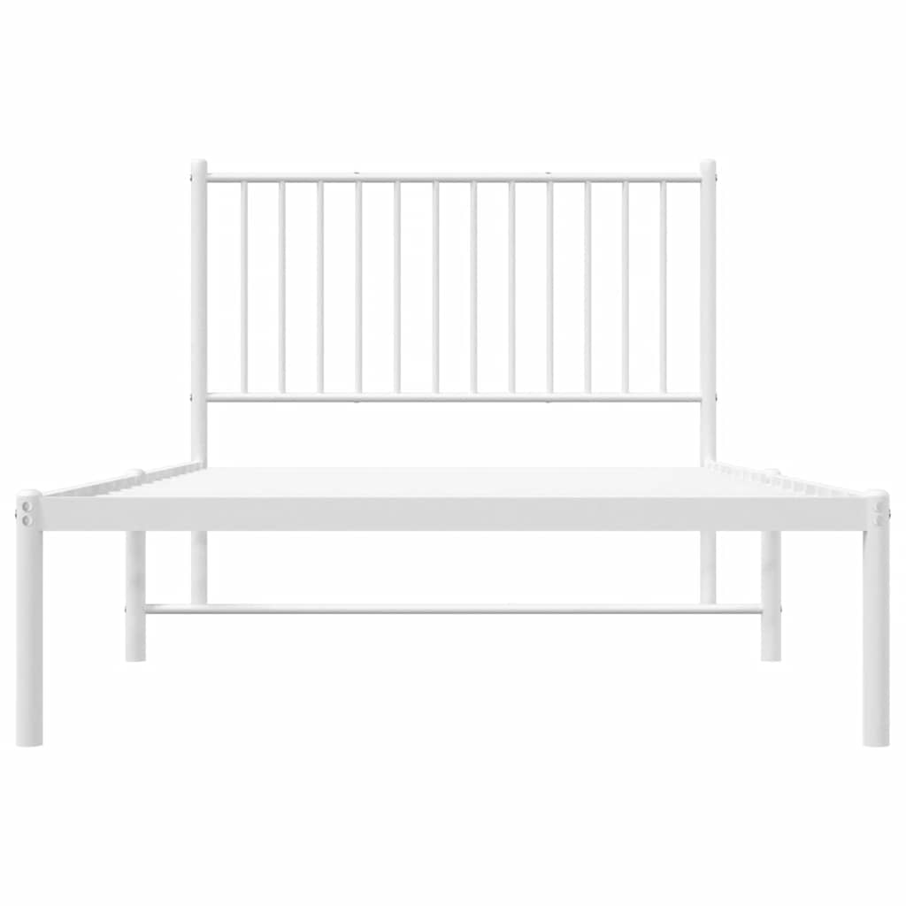 Cadre de lit métal sans matelas et tête de lit blanc 100x190 cm - XIOS