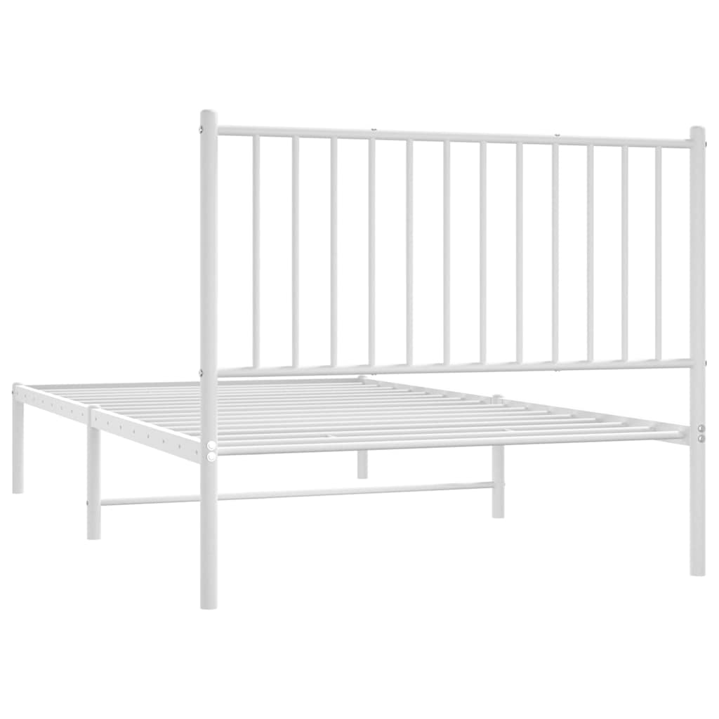 Cadre de lit métal sans matelas et tête de lit blanc 100x190 cm - XIOS