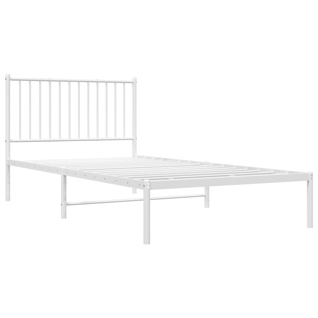 Cadre de lit métal sans matelas et tête de lit blanc 100x200 cm - XIOS