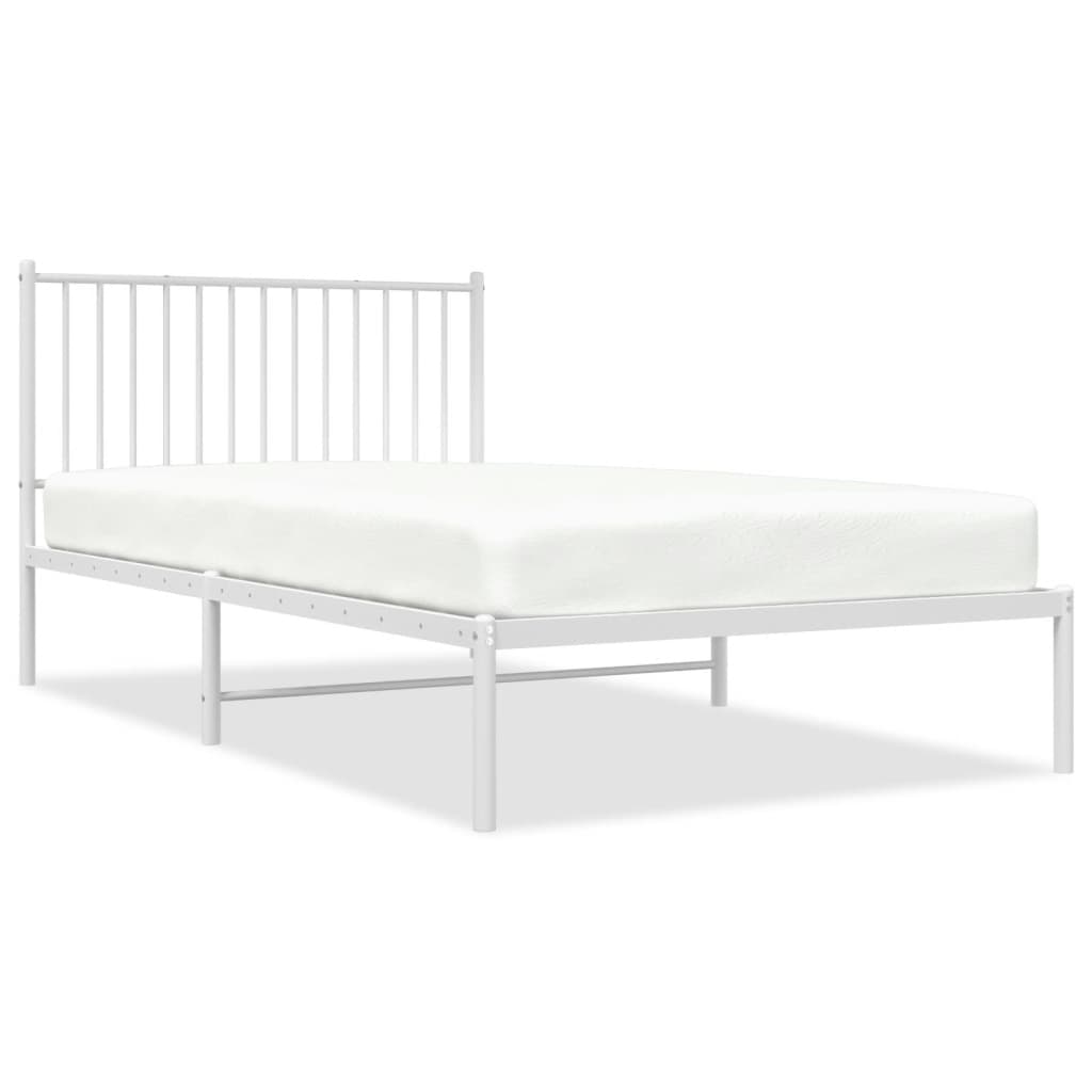Cadre de lit métal sans matelas et tête de lit blanc 107x203 cm - XIOS