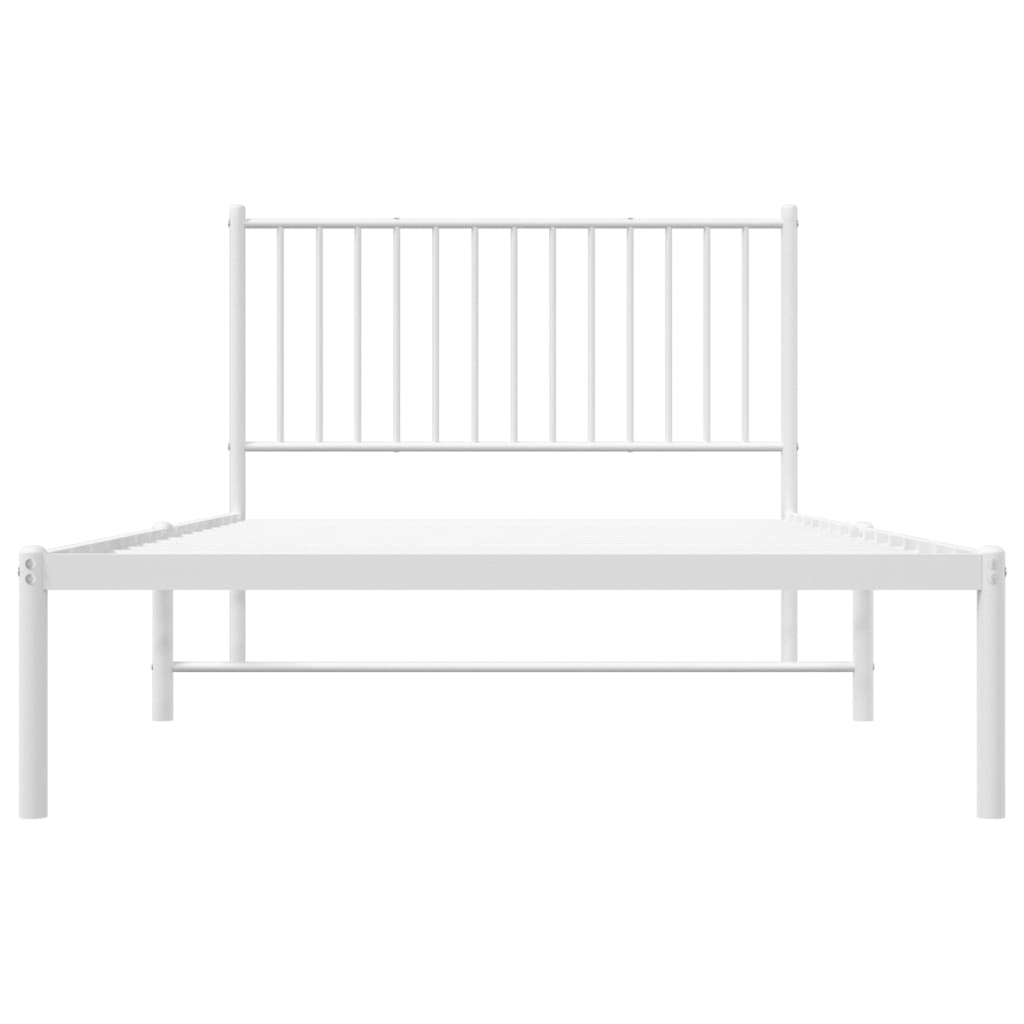 Cadre de lit métal sans matelas et tête de lit blanc 107x203 cm - XIOS