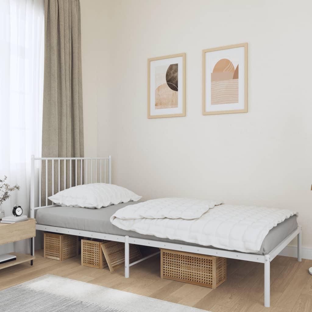 Cadre de lit métal sans matelas et tête de lit blanc 107x203 cm - XIOS