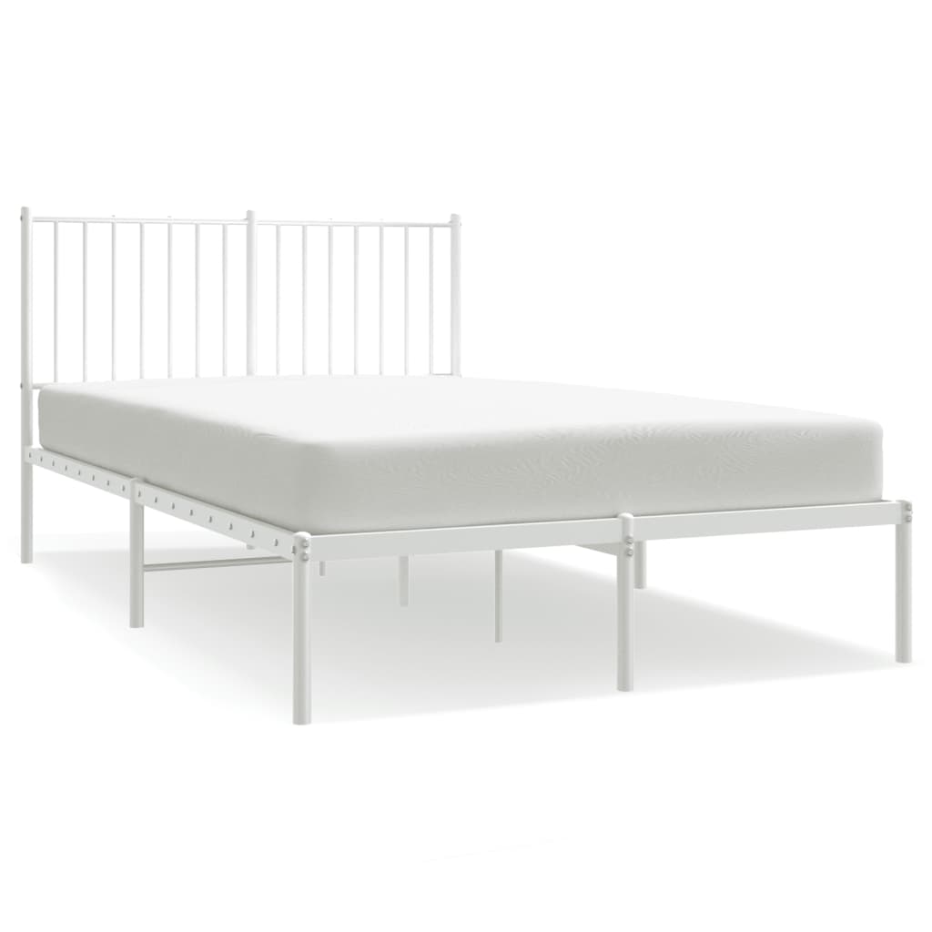 Cadre de lit métal sans matelas et tête de lit blanc 120x190 cm - XIOS
