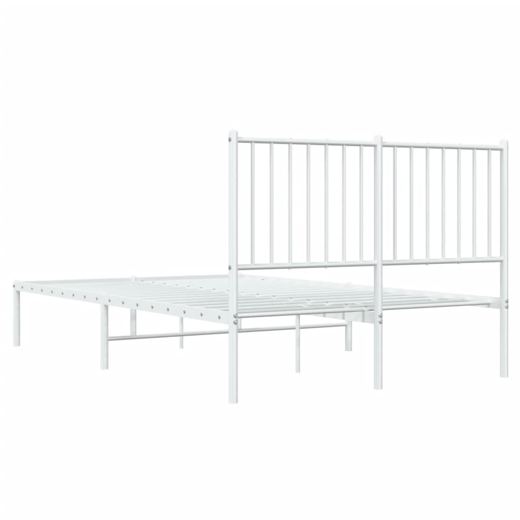 Cadre de lit métal sans matelas et tête de lit blanc 120x190 cm - XIOS