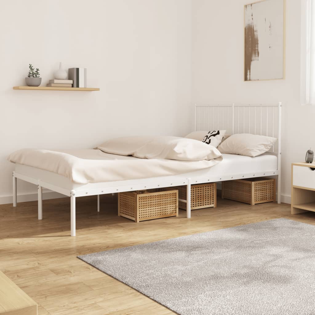 Cadre de lit métal sans matelas et tête de lit blanc 120x190 cm - XIOS