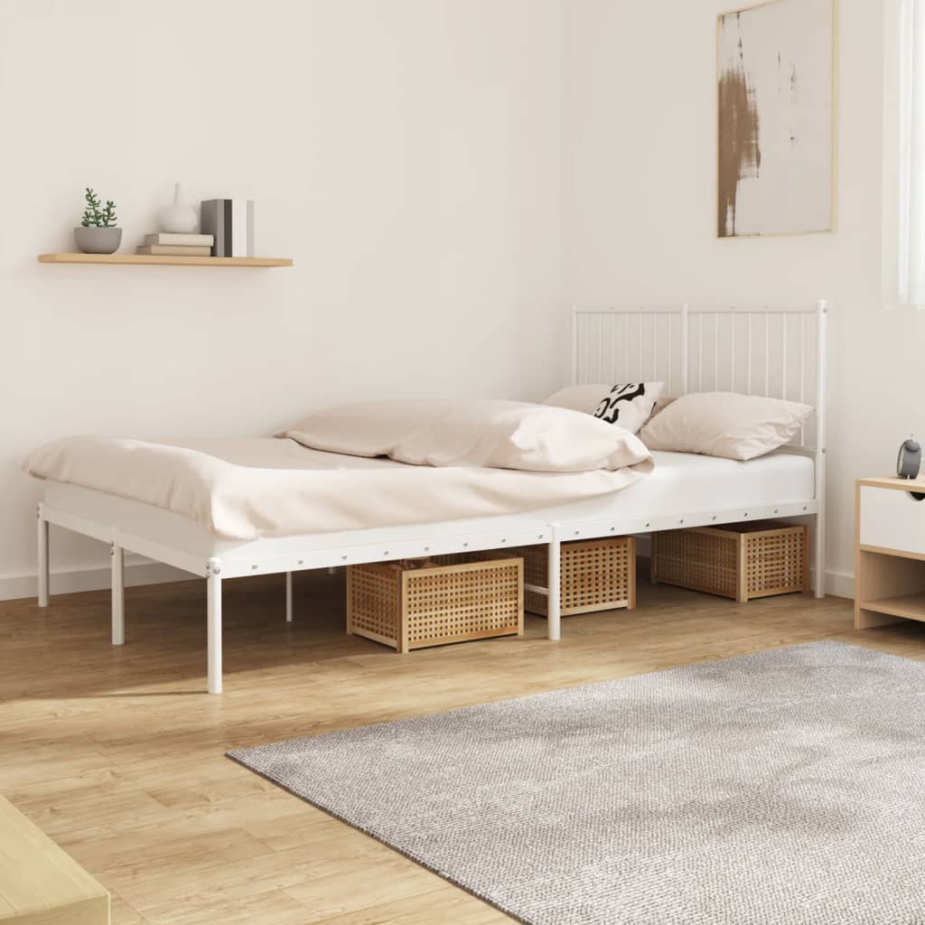 Cadre de lit métal sans matelas et tête de lit blanc 120x200 cm - XIOS