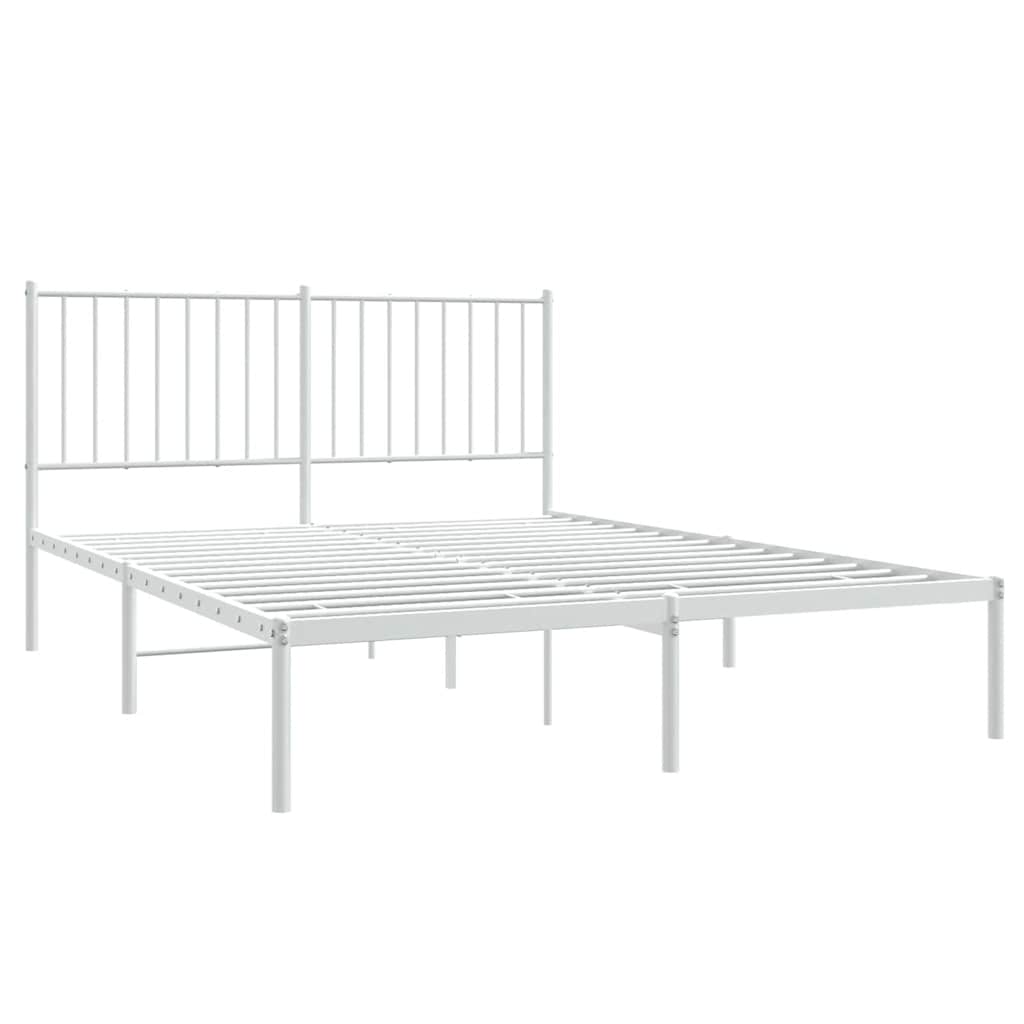 Cadre de lit métal sans matelas et tête de lit blanc 135x190 cm - XIOS