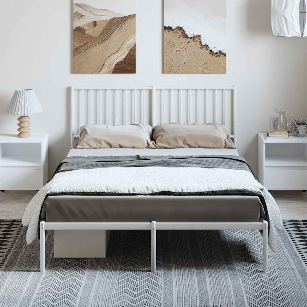 Cadre de lit métal sans matelas et tête de lit blanc 135x190 cm - XIOS