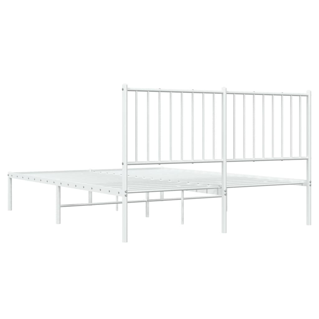 Cadre de lit métal sans matelas et tête de lit blanc 135x190 cm - XIOS