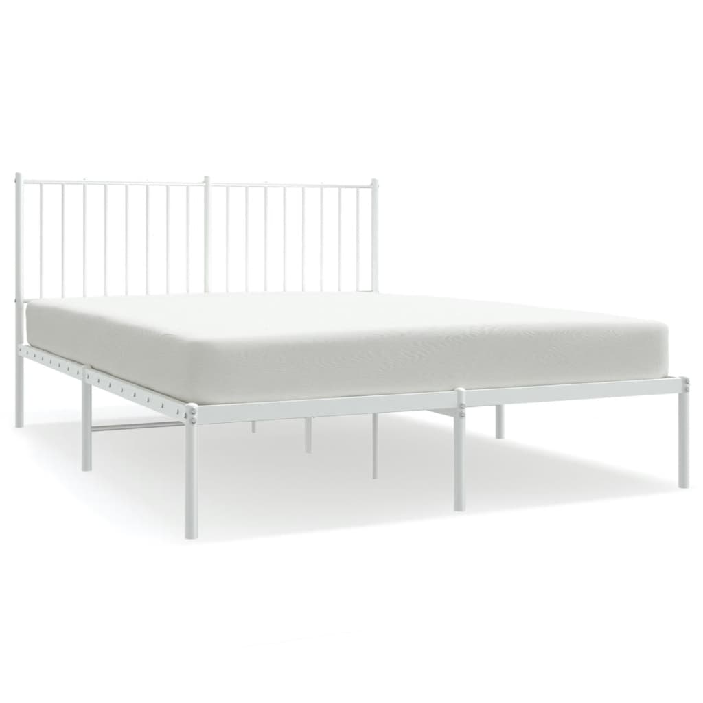 Cadre de lit métal sans matelas et tête de lit blanc 140x200 cm - XIOS