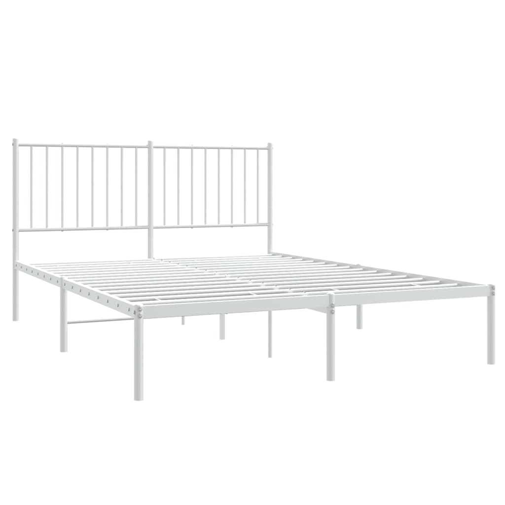 Cadre de lit métal sans matelas et tête de lit blanc 140x200 cm - XIOS